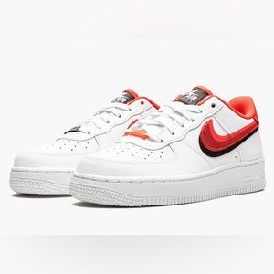 EUC Youth’s Size 5.5 Nike Air Force 1 LV8 GS Double Swoosh Shoes Bright Crimson